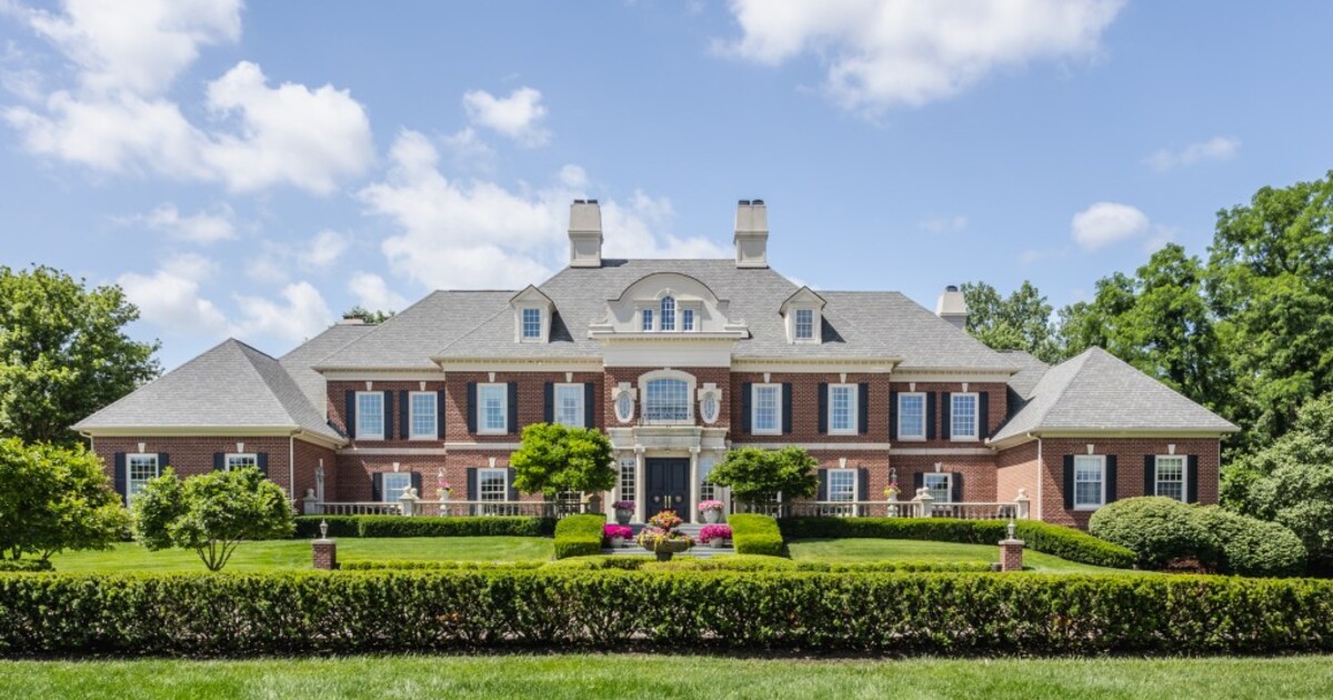 Luxury mansion in wealthy neighborhood