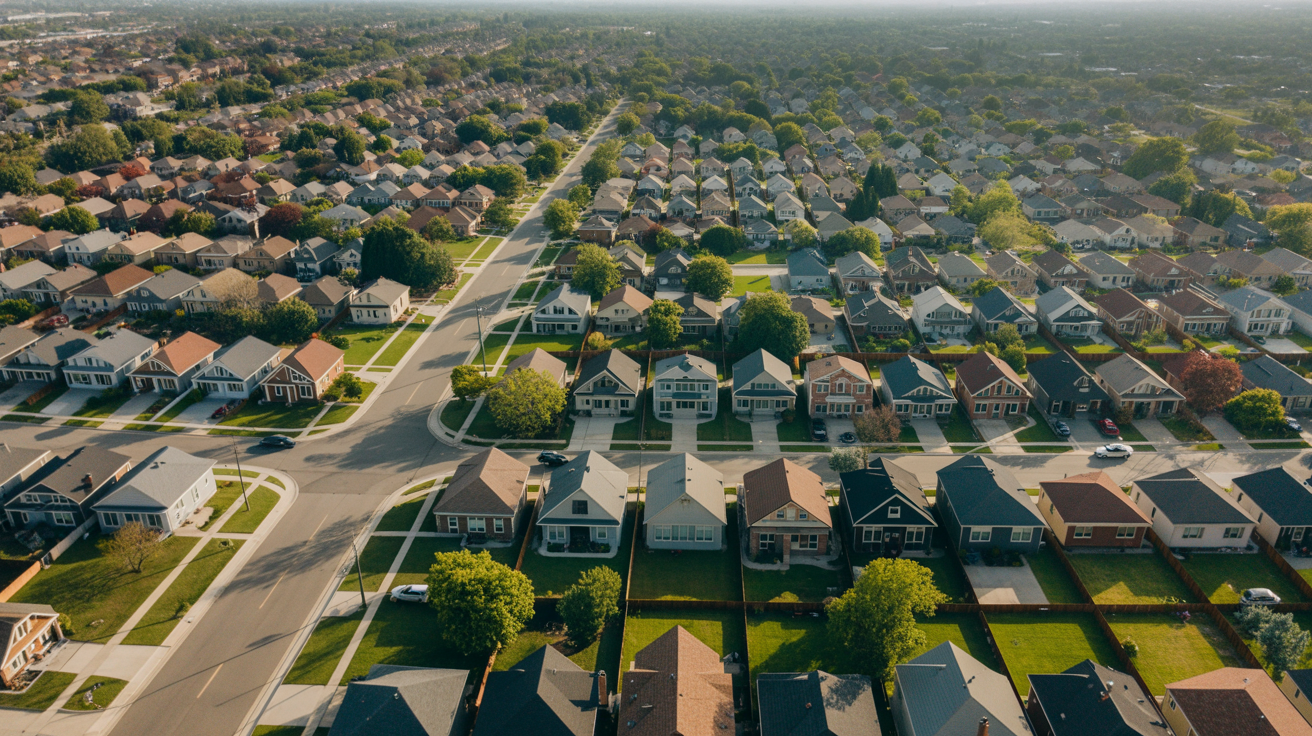 Beautiful American neighborhood aerial view